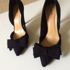 Just Fab Black Bow Heels